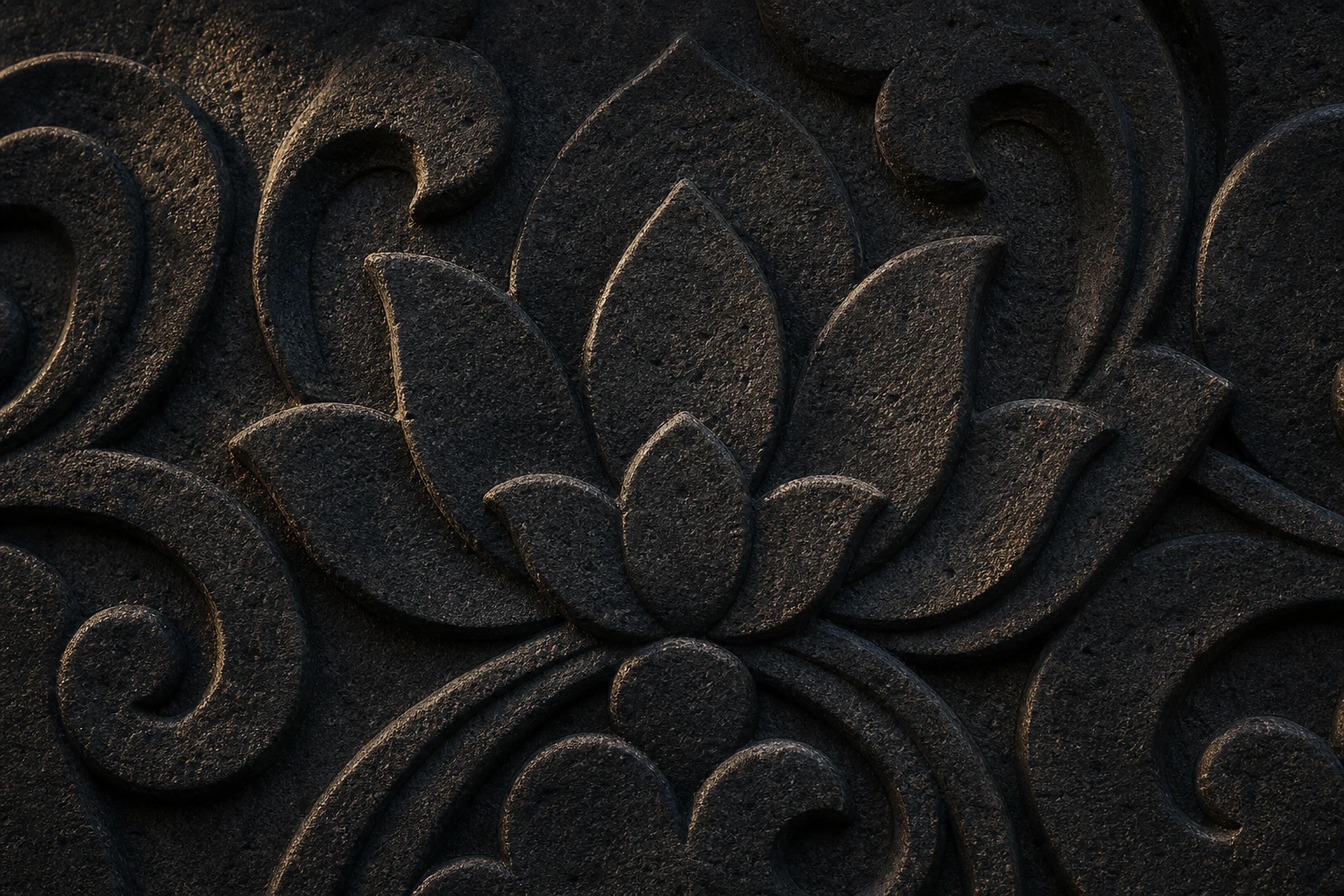 Khmer lotus relief carved in stone.